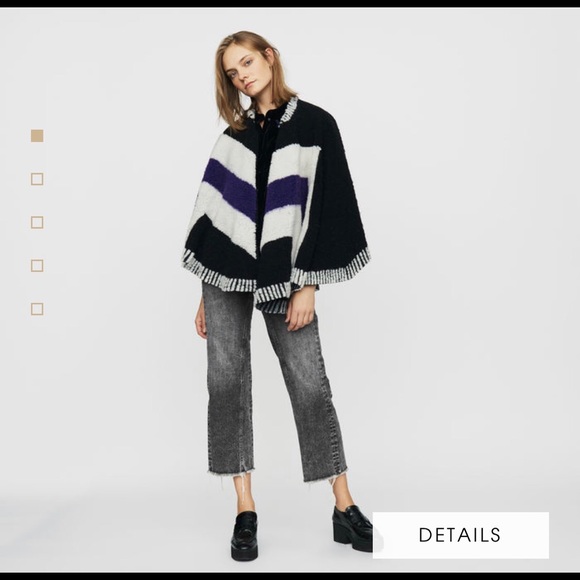 Maje Poncho with Sheepskin - Picture 4 of 4